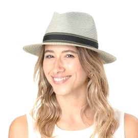 Lipodo Green Traveller Straw Hat - Plain Hat - Elegant Summer Hat with Trim Band - Made in Italy - Men - Spring/Summer, light green