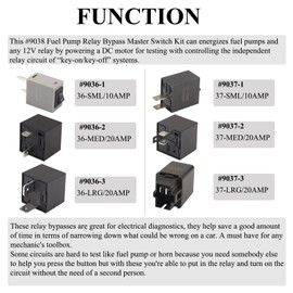 9038 Relay Tester, 9038 Diagnostic Scan Tool Fuel Pump Relay Bypass Master Switch Kit Replace 9036 9037, Pack of 6
