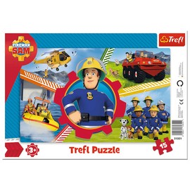 Trefl, Jigsaw Puzzle Frame Puzzle with Underlay 15 Pieces A Day with Fireman for Children Aged 3+