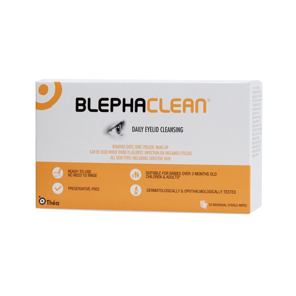 Blephaclean Packs Sterile Daily Eyelid Wipes For Blepharitis | Hygienic & Hydrating Eyelid Wipes Effectively Clean & Moisturise | Pack (12 x 20)
