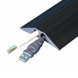 SDFIXINGS Heavy Duty Black Rubber Cable Protector - Twin Hole 11mm - Protect Wires And Cable Across The Floor - 85mm x 15mm (1M)