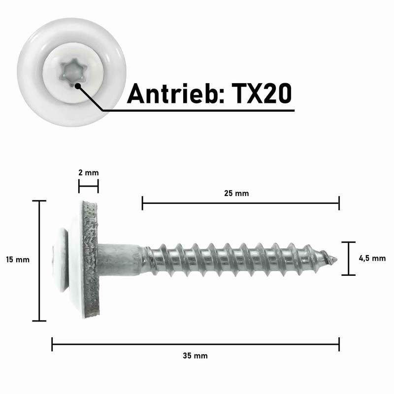 Plumbing Screws Stainless Steel A2 with EPDM Sealing Washer 15