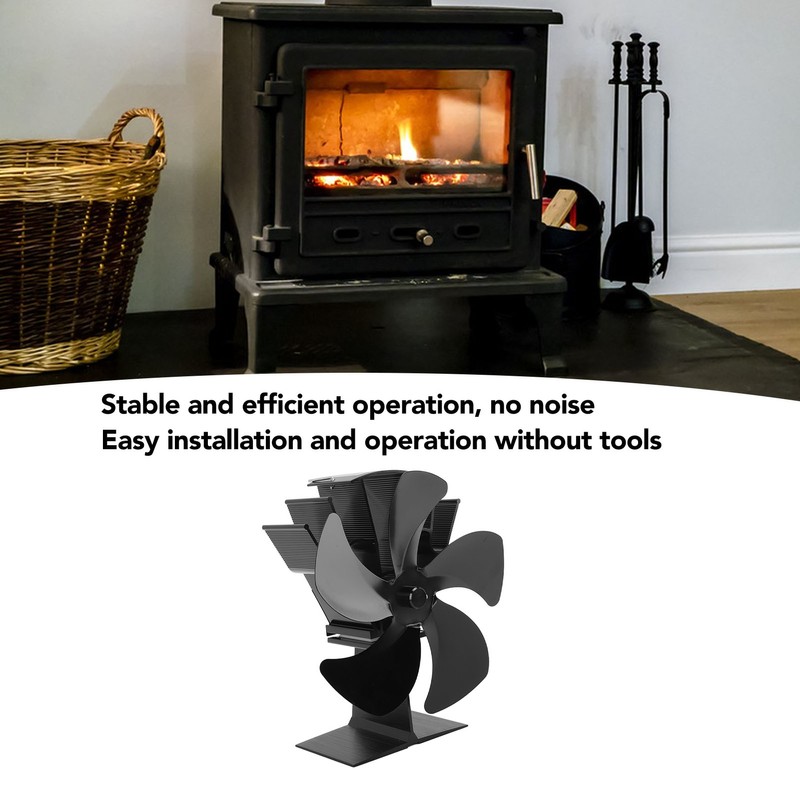 5 Blade Heat Powered Stove Fan Fireplace Fans Self Generating