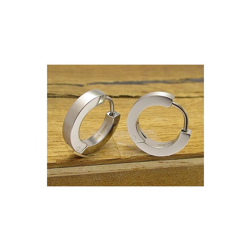 Kikuchi Ohrringe Titan St√§bchen Edelstahl Creolen Kantig Matt Silber Frau