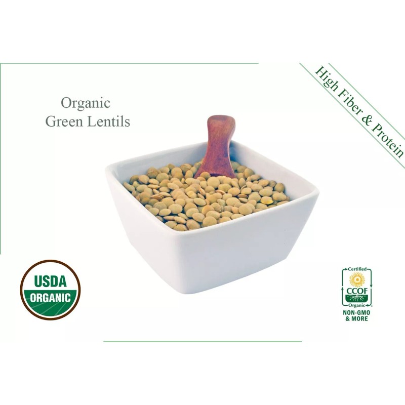 BALTORO FOODS Organic Green Lentils Whole Raw, High Fiber Non-GMO-Bulk