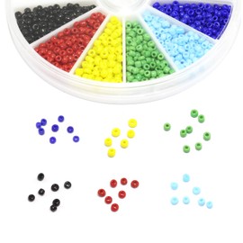 Lind Kitchen 1000pcs Mini Glass Beads DIY Handmade Jewellery Beading Fittings Loose Seed Spacer Beads 2mm 6-Color Mixed (Black, Red, Yellow, Green, Light Blue, Dark Blue)