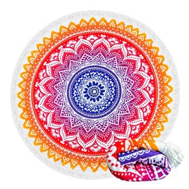 Retreez - Manta redonda de microfibra grande y gruesa con flecos de 62 x 62 pulgadas, suave y absorbente de secado rápido, multiusos, para picnic, yoga, meditación, para mujeres, hombres, niños y