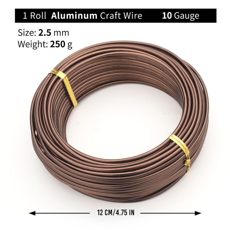Bronze-2.5-Anodized Aluminum Bonsai Training Wire 250g Large Roll,Many Size to