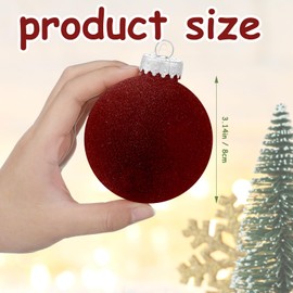 Liliful 15 Pcs Velvet Christmas Balls Bulk Flocked Christmas Tree Ball Ornaments Plastic Balls Xmas Decorative Hanging Ornaments Christmas Tree Decoration (Wine Red,3.15 Inch)