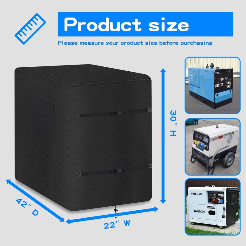 Waterproof Universal Engine Driven Welder Cover 30"Hx22"Wx42"D-Heavy Duty 600D Oxford
