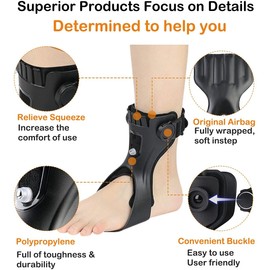 AFO Drop Foot Brace, Upgraded Medical Foot Up Ankle Foot Orthosis Support with Inflatable Airbag for Hemiplegia Stroke Shoes Walking Foot Stabilizer (Right, S)