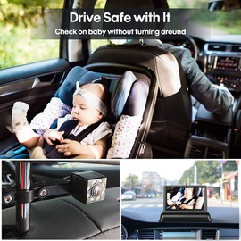 TooToo LED Night Vision Car Seat Camera Baby Monitor w/ 4.3 inch Folding Display Screen
