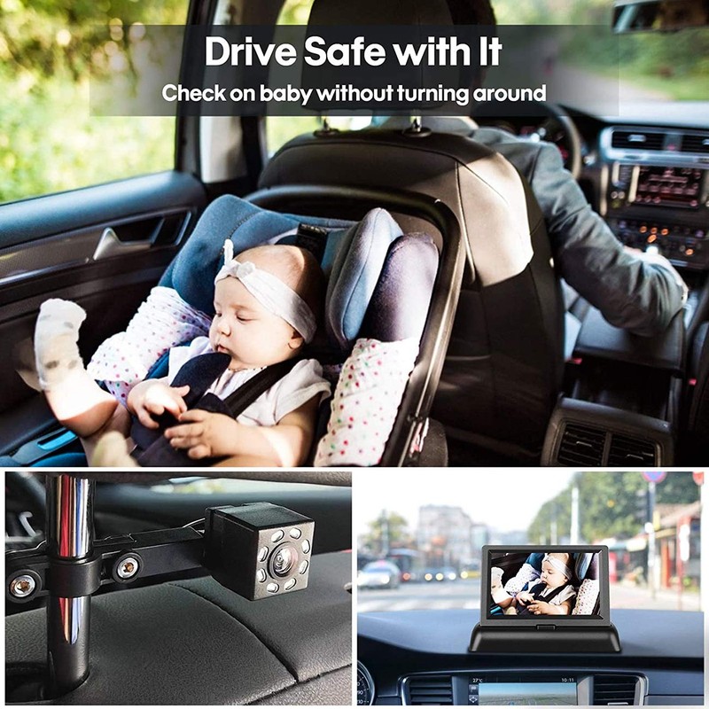 TooToo LED Night Vision Car Seat Camera Baby Monitor w/