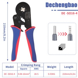 Ferrules Crimping Tool, Square Jaw Wire Crimping Tool (0.08-16mm²), Ferrule Crimping Tool, Ratchet Crimping Tools