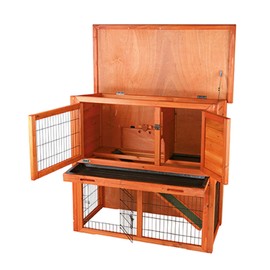Rabbit Hutch with Sloped Roof (M), Glazed Pine