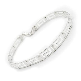 Sterling Silver Bracelet - Large Square Greek Key Links