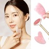 Rose Quartz Gua Sha Massage Roller for Face and Thighs - Home Care Lifting Tool Jaw Massager - Heart Shape