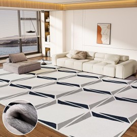 GEMBED Washable 4x6 Area Rug - 0.4 Inch Thick Soft Non Slip Geometric Modern Foldable Machine Washable Rug for Living Room Bedroom Home Office - Grey, 4'x6'