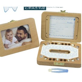 FUNKID Baby Teeth Case, Commemorative Baby Teeth, Wooden, Cute, Stylish, Compact, Baby Tooth, Storage Case, Long Time Storage, For Boys, Girls, Children, Baby Shower, Gift, Photo Holder