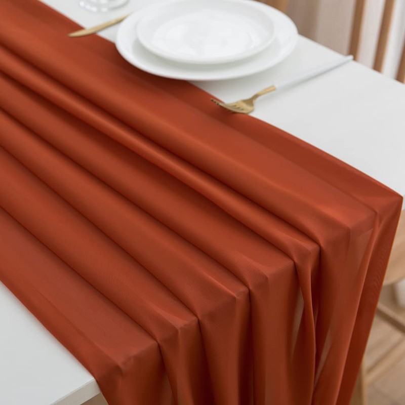 CHUQING Autumn Table Runner, Chiffon Table Runner, 70 x 300