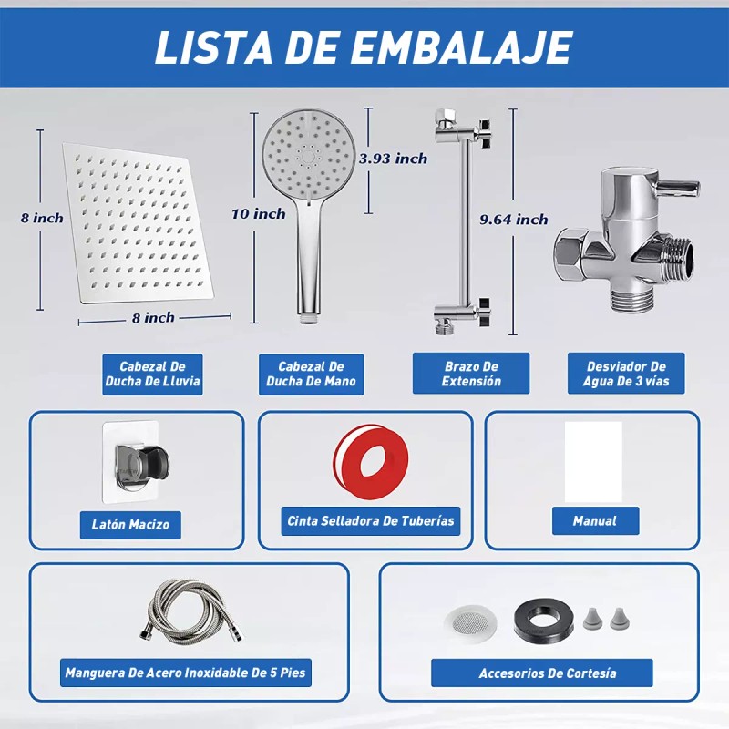 Stanew Regadera de ducha Stanew Aqua 1031-2 cuadrada color plateado