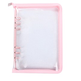 H&J A5 6 Hole Binder Clear File Trading Card Case Collect Book Korean K-POP Oshikatsu (Pink)