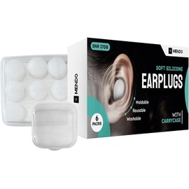 MENDO®️ 12 Tapones de Oídos de Silicona + Carrycase Tapones para Oídos, Earplugs, Tapones de Oídos para Dormir, Tapones para Nadar, Tapones Auditivos de Seguridad