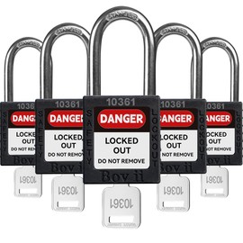 Boviisky 5 Black, Keyed Alike, 1 Keys Per Lock, OSHA Compliant Lockout Tagout Locks