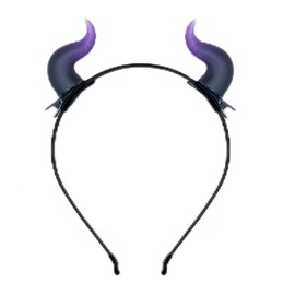 ATekatac Devil Horns Hairband Horns Hair Clips Devil Cosplay Demon Horn Headband (Y Black Purple)