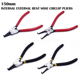 4Pcs Circlip Pliers, 150mm/6 Inch Internal & External Bent Heavy Duty Snap Ring Pliers for Removing and Installing Circlips (Red+Black)