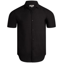 SUPER TRIPLE GOOSE Mens Short Sleeve Button Down Shirts - Relaxed Fit Casual Collared Shirts for Men (Sizes: S-2XL), Size Medium, Black