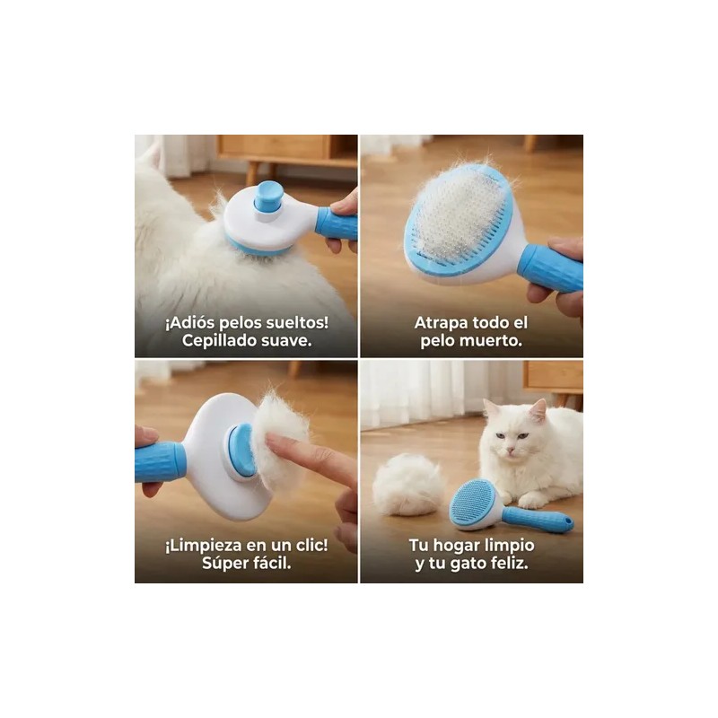 Cepillo Cardina Quita Pelos Perros Gatos Autolimpiable Suave