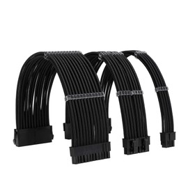 Formulamod Sleeve Extension Power Supply Cable Kit 18AWG ATX 24P+ EPS 8-P+PCI-E8-P with Combs for PSU to Motherboard/GPU (Black)