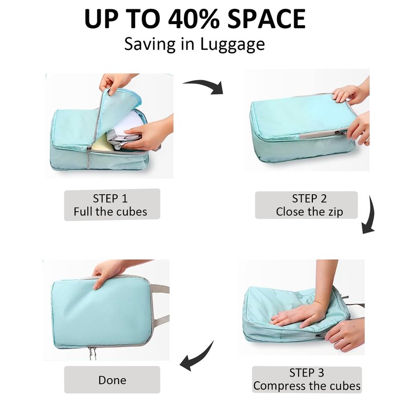 Compression Packing Cubes for Carry On Suitcases,6pcs a Set Compression