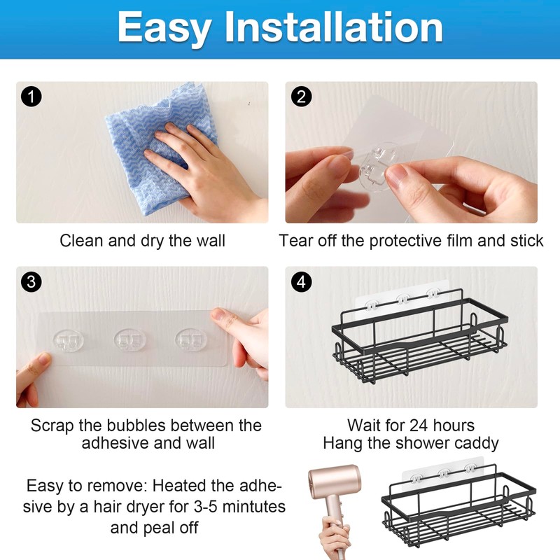 Upgraded Shower Caddy Adhesive Replacement,Strong Adhesive Hooks for Shower Caddy,