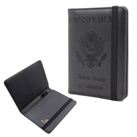 Passport Holder Cover Wallet Passport Protector Leather Card Case Travel Document Organizer,Travel Accessories for Women Men (Black)