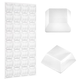 32 Pcs Rubber Bumpers Self Adhesive 3/4" Cabinet Door Bumpers Clear Rubber Pads Large Square Non-Slip Rubber Stoppers Furniture Pads for Sofa Cutting Board Speakers Electronics 3/4" W x 3/8" H