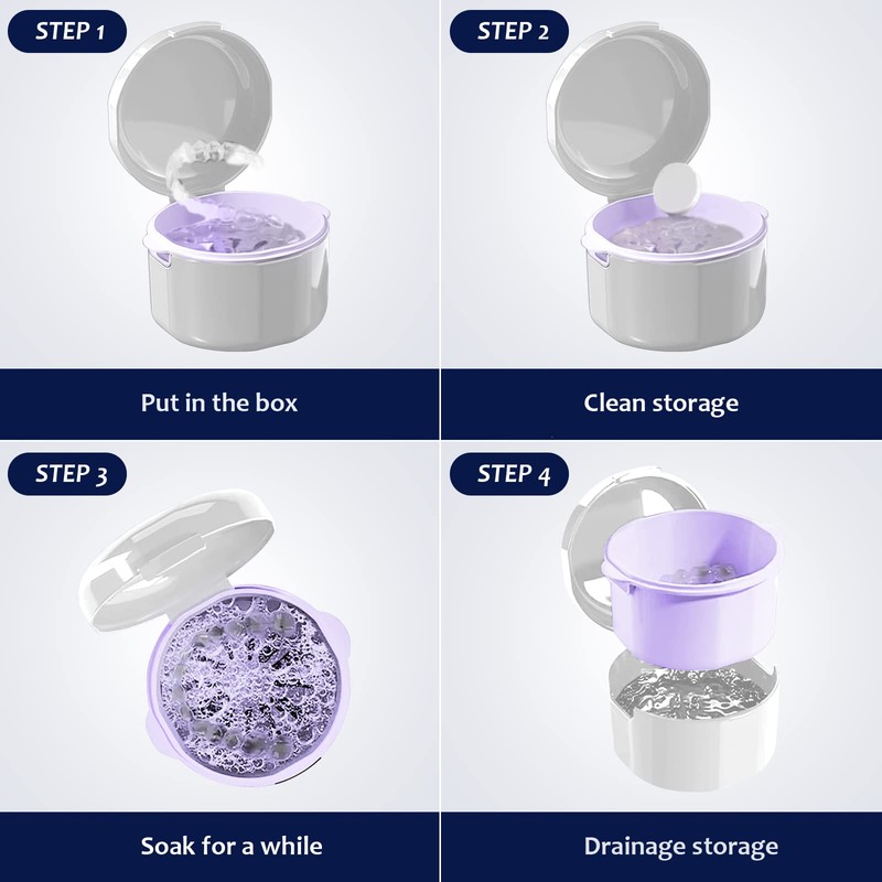 TIAOCITY Denture Box for Storage and Immersion Dentures Cleaning Baths
