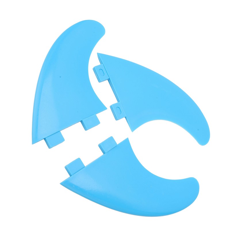 3Pcs Surfboard Fins Nylon Plastic Blue Thruster Fin Surfing Board