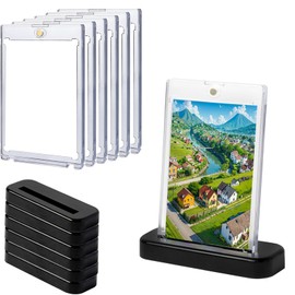 Nsiwem Pack of 6 35pt Magnetic Card Sleeves with 6 Card Stands, Ultra UV Protection Transparent Card Frame Card Sleeves Protective Cases for Standard Cards such as Football Cards and Playing Cards