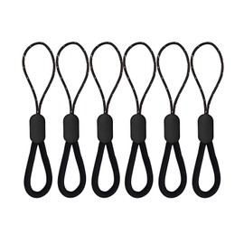 [Heptour] Hand Strap, Cell Phone Strap, Fall Prevention, Lost Prevention, Compatible with Cell Phones, USB Drives, Keys, Mascots, Keys, Whistles, etc. (Black, Set of 6)