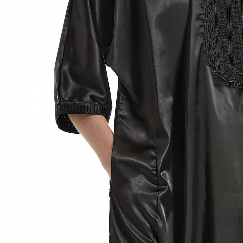Musuly Men's Kaftan - Traditional Thobe Abaya Djellaba, black