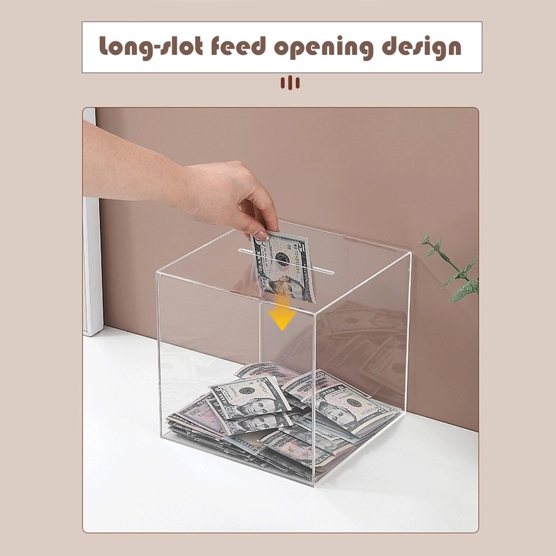 Clear Acrylic Money Box,Square Money Tin,Piggy Bank-Unopenable Savings Box