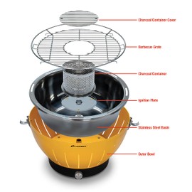 Lippert Odyssey Portable Grill - Compact and Versatile Charcoal Grill for Camping, Tailgating, and Outdoor Cooking - Lightweight and Durable Design with Large Cooking Surface - Red