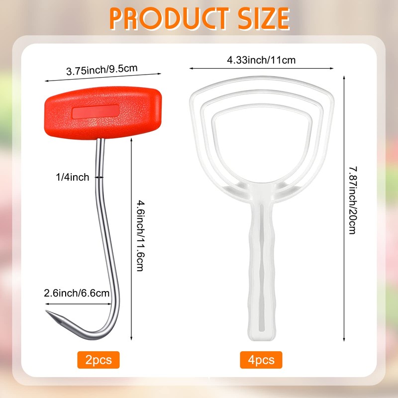 4 Pcs Bone Dust Scraper and 2 Pcs Meat Hooks