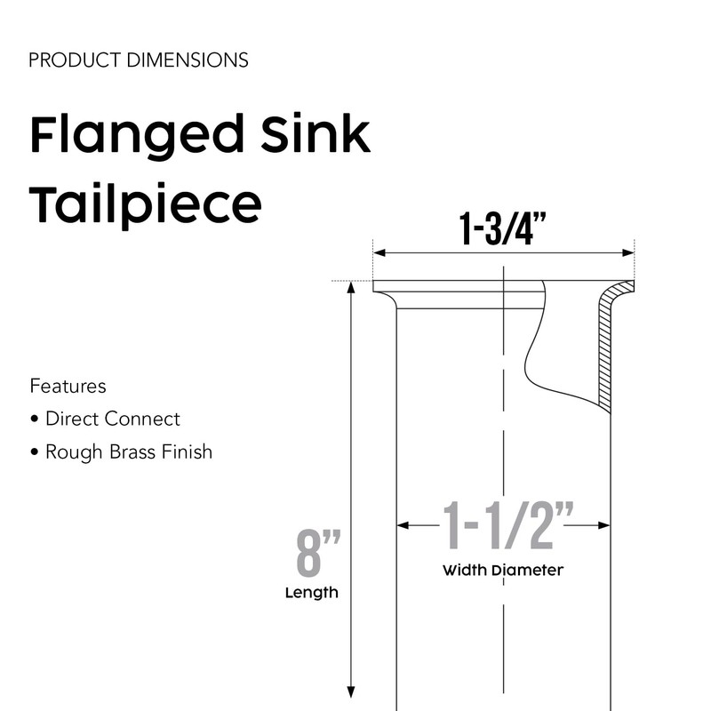 Highcraft Flanged Sink Tailpiece 1-1/4" x 6" Brass 22-Gauge Extension