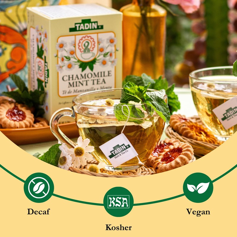 Tadin Chamomile & Mint Tea, Herbal Tea, Caffeine Free Tea,