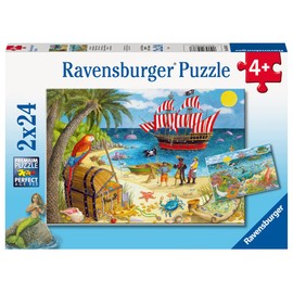 Ravensburger Pirates and Mermaids 2 x 24 Piece Jigsaw Puzzle Set for Kids - 05676 - Every Piece is Unique, Pieces Fit Together Perfectly