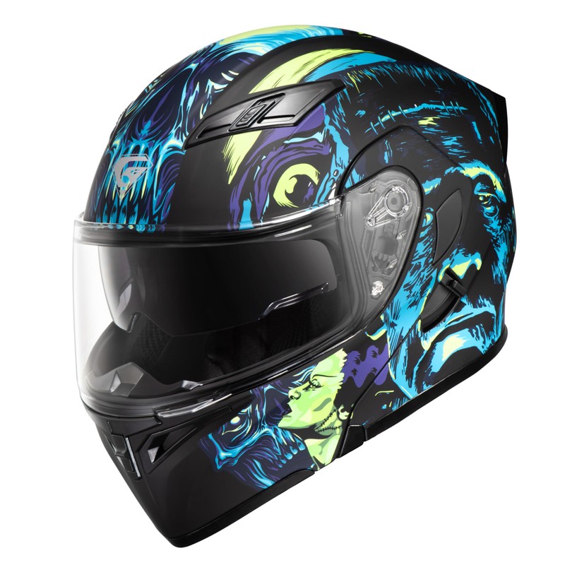 KYPARA Motorcycle Dual Visor Flip up Modular Full Face Helmet