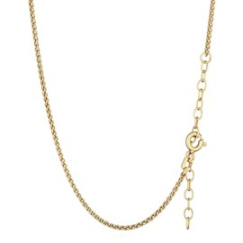 NKlaus 40/45 + 5 cm Braided Chain 925 Silver Yellow Gold Plated Length Adjustable Necklace 1.5 mm Wide Women, Sterling Silver